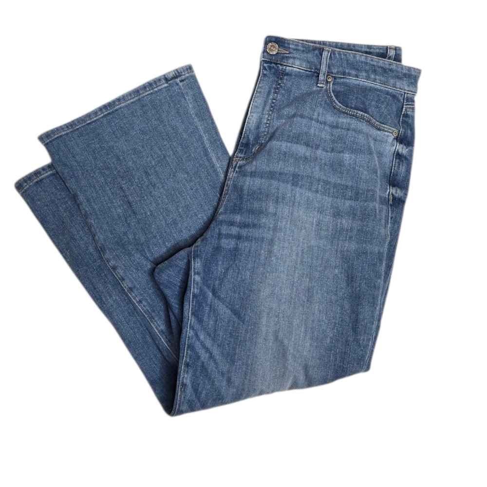 LOFT‎ curvy high waist kick crop denim blue jeans 14